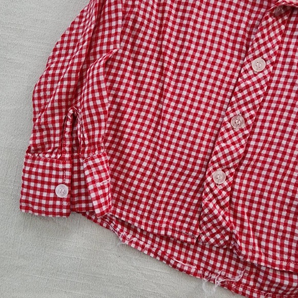 Vintage Red Gingham Buttondown Shirt 2t/3t - Picture 6 of 7